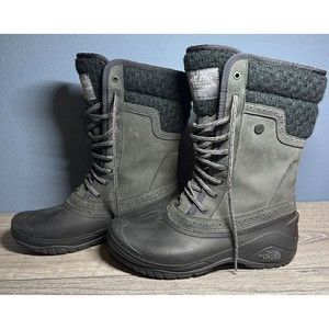 The North Face Shellista II Tall Winter Boots Women Size 7.5 Gray Black NF00CVX2